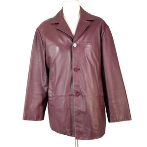 Danier leather jacket coat men's large Oxblood Brown